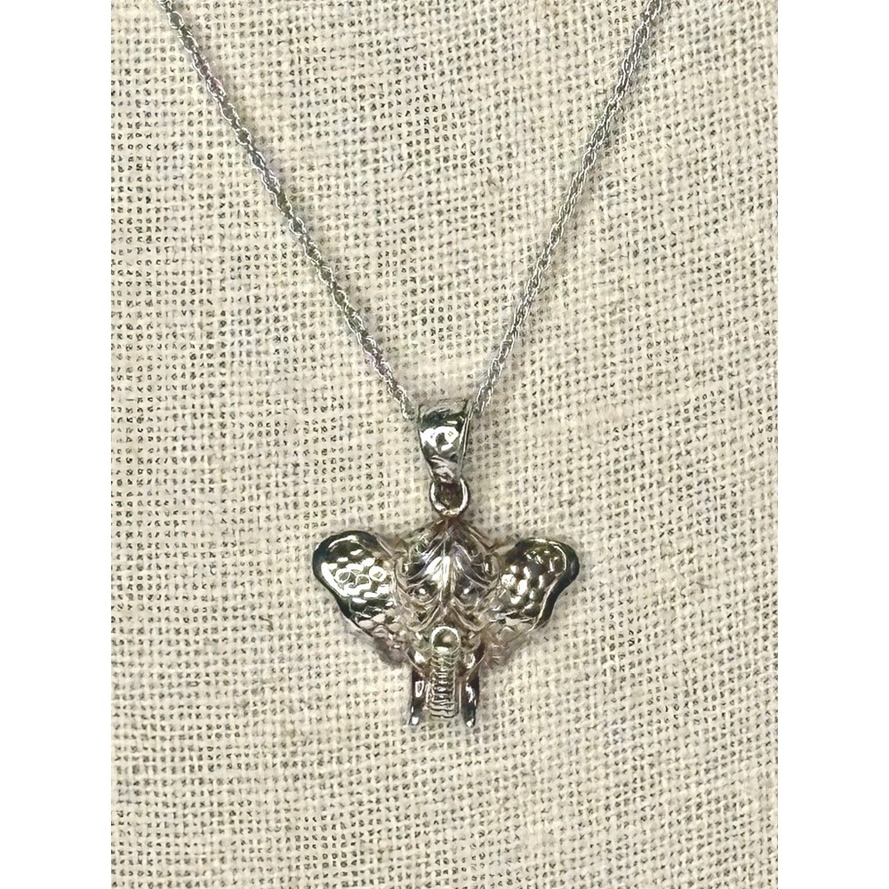 Sterling Silver ATI Elephant Pendant 18" Necklace Rope Chain Made in Italy‎